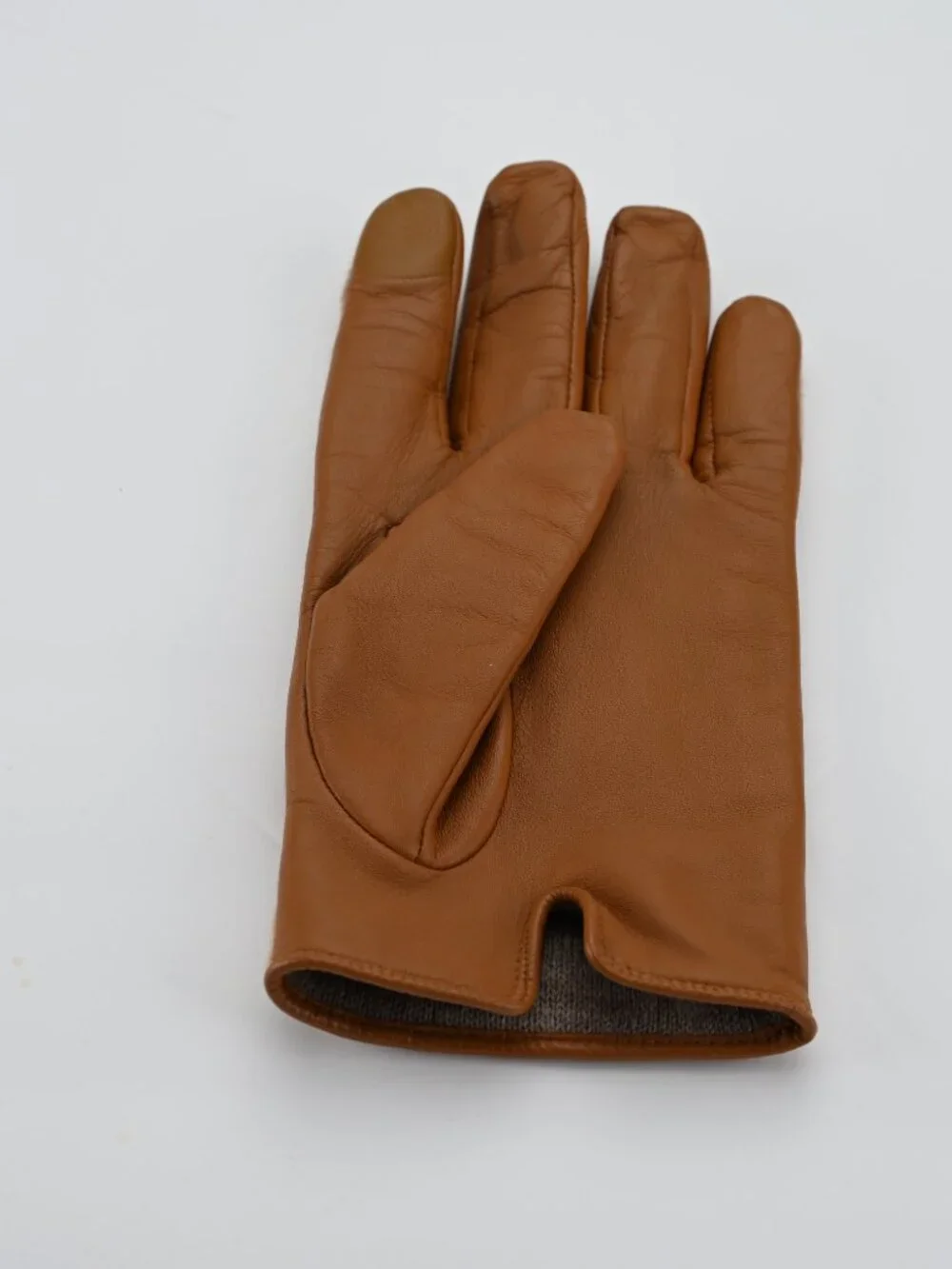 Coach Horse and Carriage Tan Plaid Tech woman's Gloves Leather/Wool Sz 8